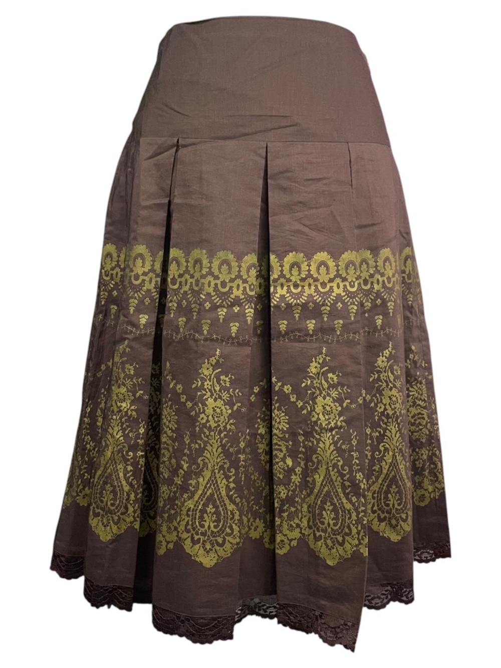 Odille Silk Lace Trim Skirt 2 Baroque Box Pleat Pleated Fairy Grunge Boho